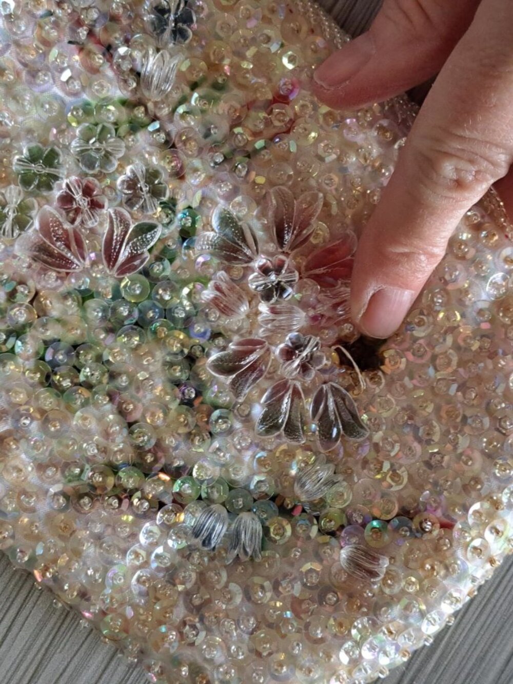 Vintage Walborg Beaded Floral Evening Bag Purse Chain Sequins Embellished Flower - Picture 8 of 13
